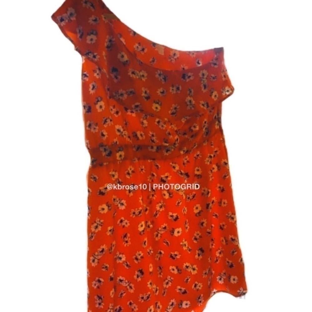 Xhilaration Orange Floral Print One-Shoulder Dress Size XL - Picture 4 of 5